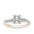 thumbnail image 1 of 0.70 Carat Excellent Radiant Cut Real Diamond New Design Solitaire with Accents Ring for Wedding Solid 18K Rose Gold Size 11, 1 of 6
