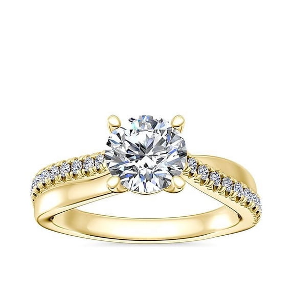 0.70 Carat Excellent Round Cut Natural Diamond Unique Solitaire with Accents Ring for Engagement Solid 14K Yellow Gold Size 8.5