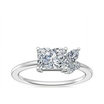 0.70 Carat Latest Design Solitaire VS1/F-G Radiant Cut Real Diamond Engagement Ring for Women Solid 14K White Gold Size 7