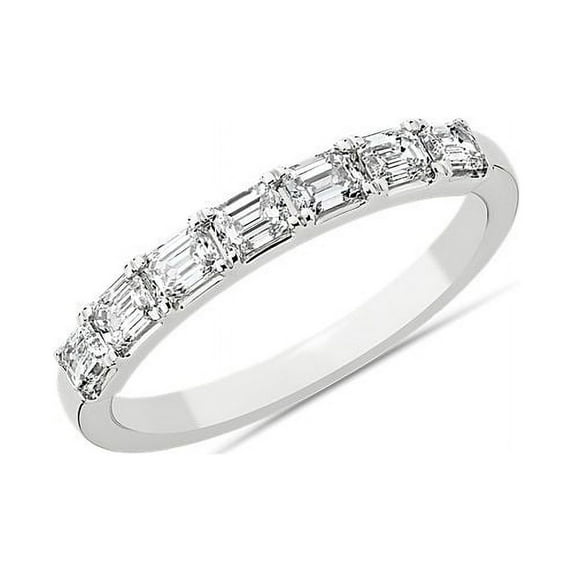 0.70 Carat New Emerald Cut Moissanite Eternity Band for Wedding Solid 18K White Gold Size 5 by Diamond-Capitals