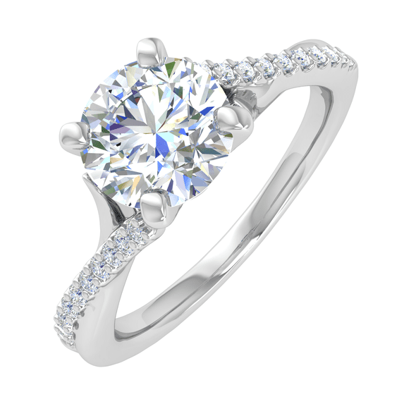 0.70 Carat Prong Set Diamond Engagement Ring Band in 14K White Gold (Ring Size 8.5)