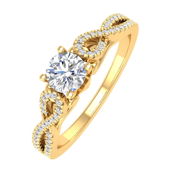 0.70 Carat Prong Set Diamond Engagement Ring Band in 14K Yellow Gold (Ring Size 8.75)