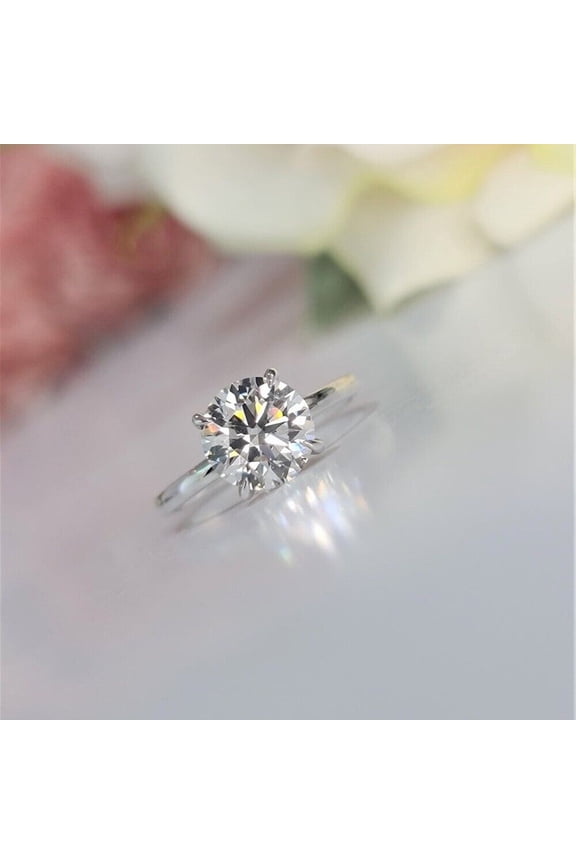 0.70 Carat Round Cut H-VS1 IGI Certified Lab Grown Diamond Solitaire Engagement / Wedding Ring for Women 14k White Gold All Sizes Available