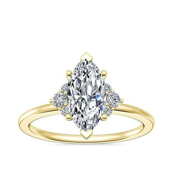0.70 Carat Stylish Halo Style Marquise Natural Diamond Elegant Ring for Women Solid 14K Yellow Gold Size 4