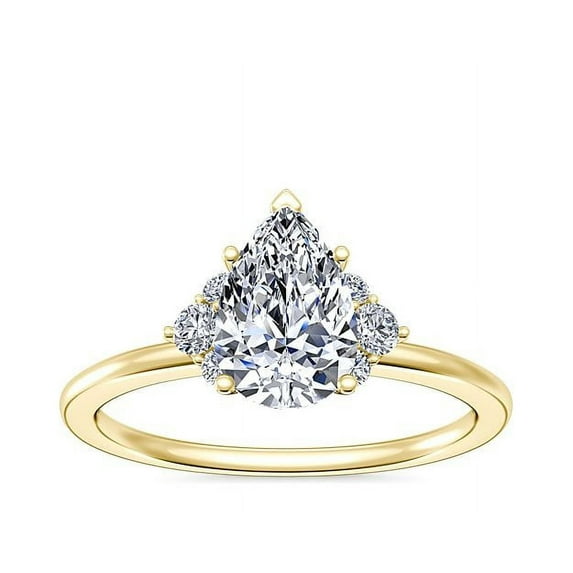 0.70 Carat Stylish Halo Style Pear Natural Diamond Elegant Ring for Women Solid 14K Yellow Gold Size 4