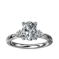 0.70 Carat VS1 Oval Cut Real Diamond Wonderful Three Stone Style Wedding Ring for Ladies Solid 14K White Gold Size 7