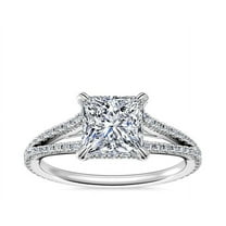 0.70 Carat Wonderful Solitaire with Accents Princess Cut Natural Diamond Ring for Wedding Solid 14K White Gold Size 7