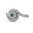 thumbnail image 1 of 0.70 Ct Beautiful Halo Round Cut Emerald Gemstone Natural Diamond Ring for Women 14K White Gold Size 10.5, 1 of 7