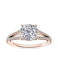 thumbnail image 1 of 0.70 Ct Brilliant Cushion Cut Genuine Diamond Sparkle Solitaire with Accents Engagement Ring for Women Solid 14K Rose Gold Size 6.5, 1 of 8