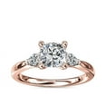 thumbnail image 1 of 0.70 Ct Brilliant Cushion Cut Genuine Diamond Sparkle Three Stone Engagement Ring for Women Solid 14K Rose Gold Size 6.5, 1 of 8