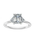 thumbnail image 1 of 0.70 Ct Brilliant Emerald Cut Natural Diamond Radiant Halo Engagement Ring for her Solid 18K White Gold Size 5.5, 1 of 8