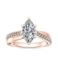 thumbnail image 1 of 0.70 Ct Brilliant Marquise Cut Genuine Diamond Sparkle Solitaire with Accents Engagement Ring for Women Solid 14K Rose Gold Size 6.5, 1 of 8