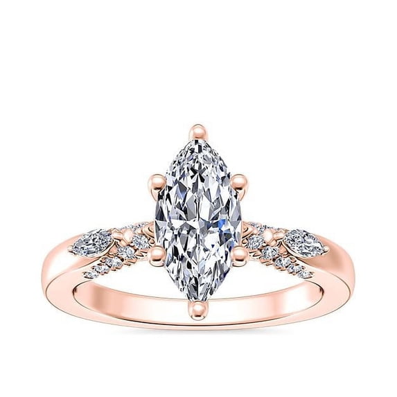0.70 Ct Brilliant Marquise Cut Natural Diamond Accents Elegant Halo Ring for Women Solid 18K Rose Gold Size 6
