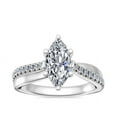 thumbnail image 1 of 0.70 Ct Brilliant Marquise Cut Natural Diamond Elegant Solitaire with Accents Wedding Ring for her Solid 14K White Gold Size 6, 1 of 8