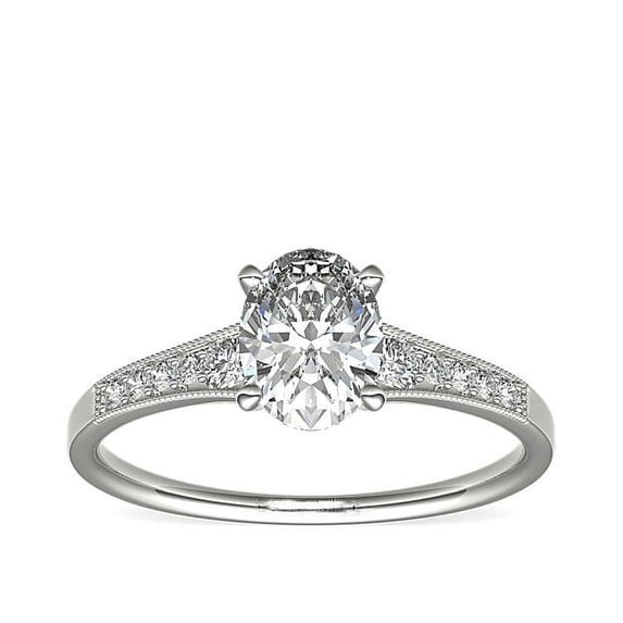0.70 Ct Brilliant Oval Cut Natural Diamond Accents Elegant Halo Ring for Women Solid 18K White Gold Size 6