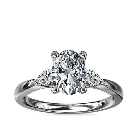 0.70 Ct Brilliant Oval Cut Natural Diamond Elegant Three Stone Wedding Ring for her Solid 14K White Gold Size 6