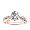 thumbnail image 1 of 0.70 Ct Brilliant Oval Shape Solitaire with Accents Genuine Diamond Beautiful Wedding Ring for her Solid 18K Rose Gold Size 7, 1 of 8