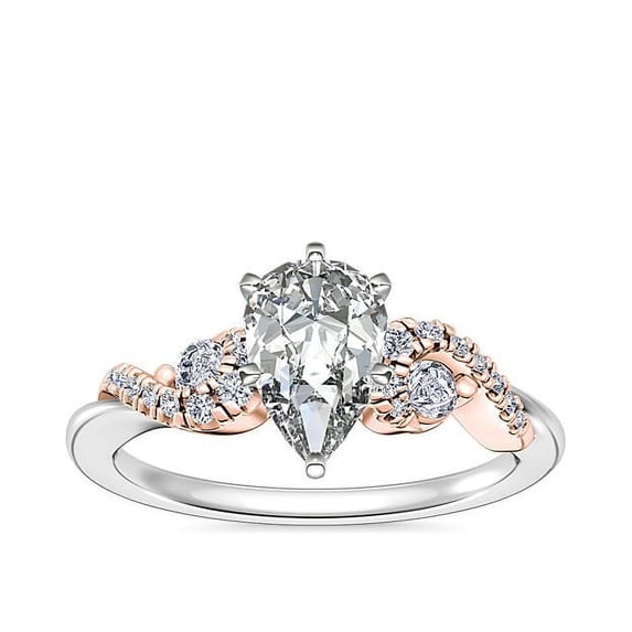 0.70 Ct Brilliant Pear Cut Natural Diamond Accents Elegant Halo Ring for Women Solid 18K White Gold Size 6