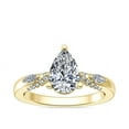 thumbnail image 1 of 0.70 Ct Brilliant Pear Shape Genuine Diamond Sparkle Halo Ring for Engagement and Wedding in Solid 18K Yellow Gold Size 6.5, 1 of 8