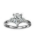 thumbnail image 1 of 0.70 Ct Brilliant Pear Shape Three Stone Genuine Diamond Beautiful Wedding Ring for her Solid 18K White Gold Size 7, 1 of 8