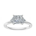thumbnail image 1 of 0.70 Ct Brilliant Princess Cut Natural Diamond Radiant Halo Engagement Ring for her Solid 14K White Gold Size 5.5, 1 of 8