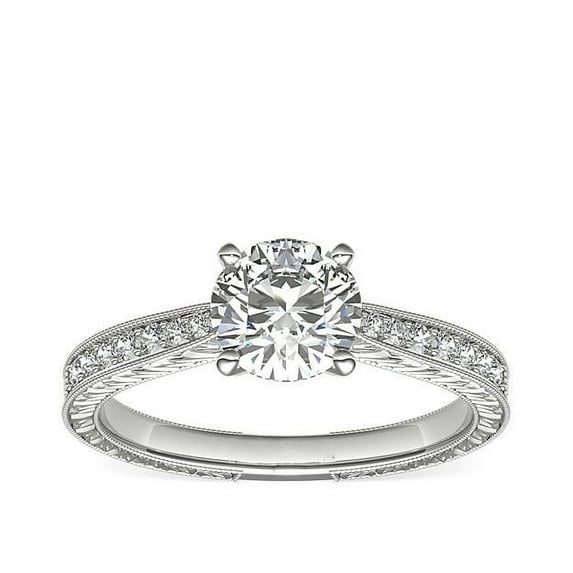 Diamond-Capitals 0.70 Ct Latest Round Cut Solitaire Natural Diamond Engagement Ring for Fiancee in 14K White Gold Size 5.5 (F-G/VS1)