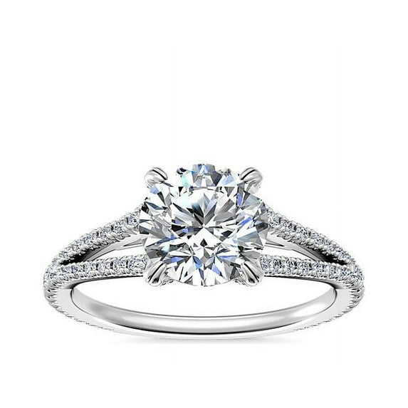 Diamond-Capitals 0.70 Carat Round Brilliant Cut Natural Diamond (F-G/VS1) Solitaire Engagement Ring for her Solid 14K White Gold Size 5.5