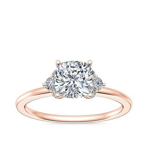 0.70 Ct Cushion Cut Genuine Diamond Halo Wonderful Ring for Ladies Solid 18K Rose Gold Size 10.5