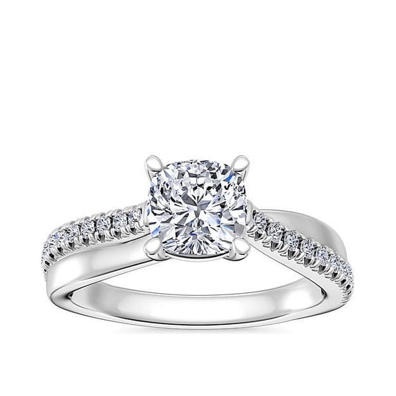 0.70 Ct Cushion Cut Genuine Diamond Solitaire with Accents Wonderful Ring for Ladies Solid 18K White Gold Size 10.5