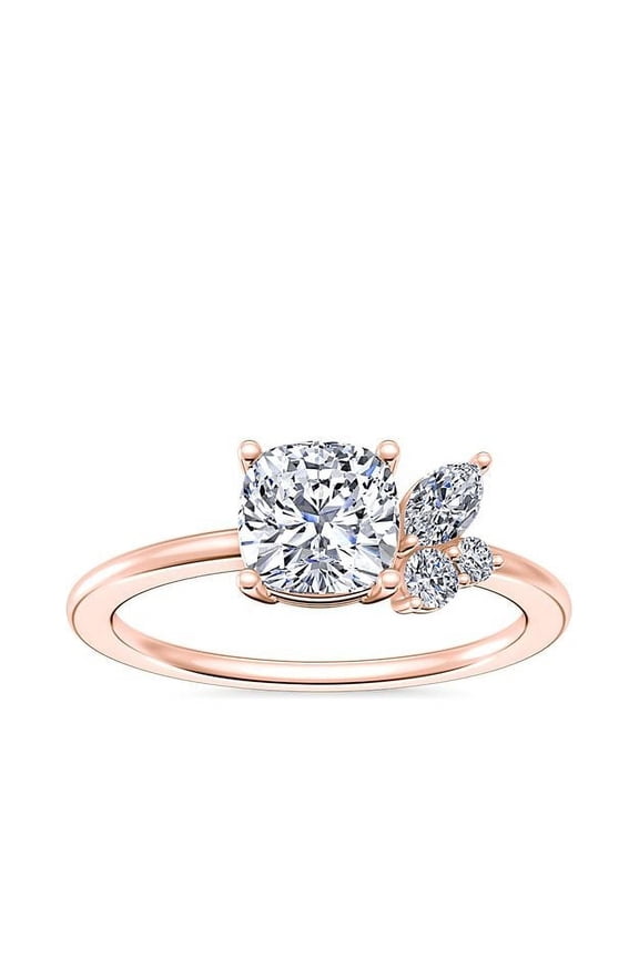 0.70 Ct Cushion Cut Natural Diamond Stylish Solitaire Ring for Anniversary Solid 14K Rose Gold Size 4