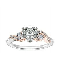 0.70 Ct Double Tone Radiant Solitaire with Accents Heart Shaped Natural Diamond Ring for Women Solid 14K White Gold by Diamond-Capitals Size 7