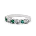 thumbnail image 1 of 0.70 Ct Latest Design Round Cut Emerald Gemstone Real Diamond Anniversary Eternity Band 14K White Gold Size 5, 1 of 7