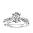 thumbnail image 1 of 0.70 Ct Oval Cut Natural Diamond Unique Solitaire with Accents Ring for Anniversary Solid 18K White Gold Size 4, 1 of 8