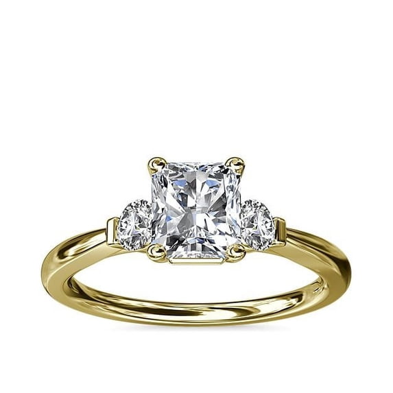 0.70 Ct Radiant Cut Genuine Diamond Three Stone Wonderful Ring for Ladies Solid 18K Yellow Gold Size 10.5