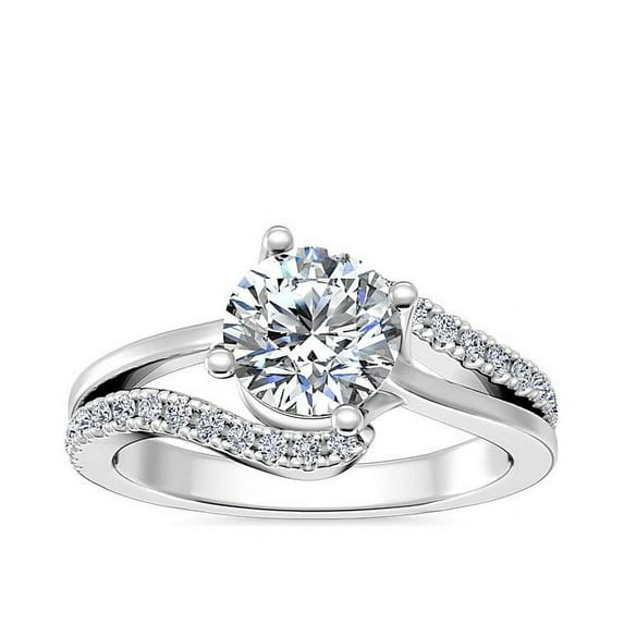 Diamond-Capitals 0.75 Ct Excellent Round Cut Solitaire Natural Diamond (F-G/VS1) Engagement Ring for her in 18K White Gold Size 4