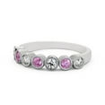 thumbnail image 1 of 0.70 Ct Round Cut Pink Sapphire Real Diamond Sparkle Eternity Band for Women 14K White Gold Size 6, 1 of 7
