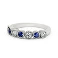 thumbnail image 1 of 0.70 Ct Unique Round Cut Real Blue Sapphire Diamond Eternity Band for Women 14K White Gold Size 9, 1 of 7
