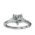 thumbnail image 1 of 0.70 Ct VS1 Clarity Heart Cut Genuine Diamond Three Stone Wonderful Ring for Bride in Solid 18K White Gold Size 10.5, 1 of 8