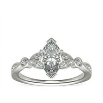 0.70 Ct VS1 Clarity Marquise Natural Diamond Elegant Solitaire with Accents Wedding Ring for Ladies Solid 14K White Gold Size 7