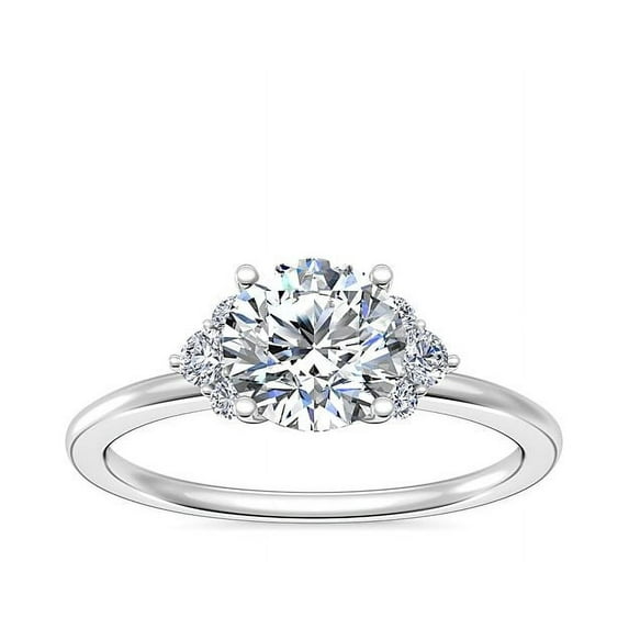 0.70 Ct VS1 Clarity Round Cut Genuine Diamond Halo Wonderful Ring for Bride in Solid 18K White Gold Size 10.5