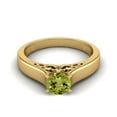 thumbnail image 1 of 0.70 Ctw Round Peridot 925 Sterling Silver Gold Vermeil Solitaire August Birthstone Women Valentines Day Gifts Ring, 1 of 3