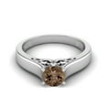 thumbnail image 1 of 0.70 Ctw Round Smoky Quartz 925 Sterling Silver Solitaire June Birthstone Women Valentines Day Gifts Ring, 1 of 1
