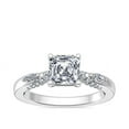 thumbnail image 1 of 0.70 T.C.W Asscher Cut Sparkle Solitaire with Accents Natural Diamond Wedding Ring for her in Solid 14K White Gold Size 7, 1 of 8