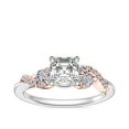thumbnail image 1 of 0.70 T.C.W Asscher Shaped Genuine Diamond Stunning Solitaire with Accents Wedding Ring for Women Solid 14K White Gold Size 3.5, 1 of 6