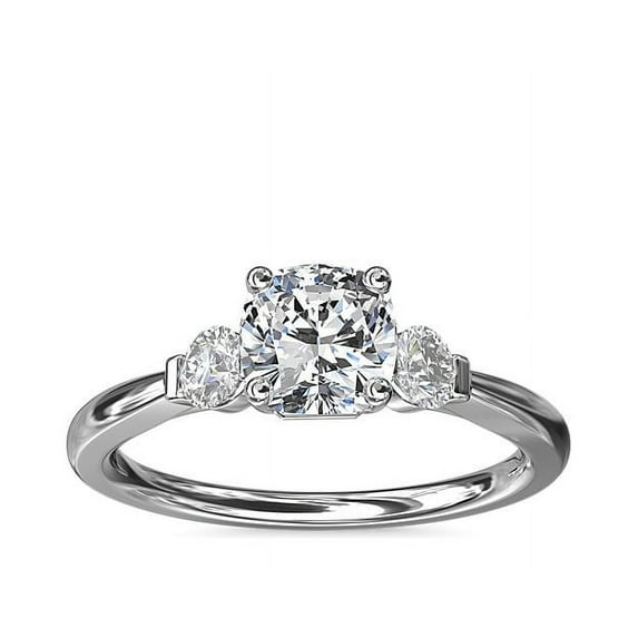 0.70 T.C.W Brilliant Cushion Cut Natural Diamond Wonderful Three Stone Engagement Ring for Women Solid 950 Platinum Size 3