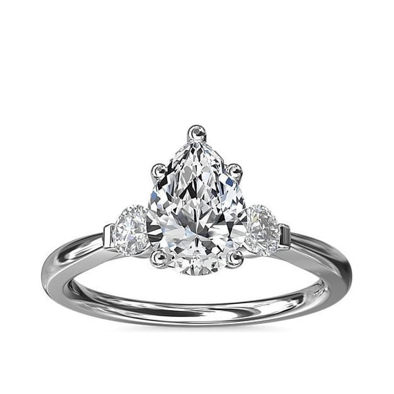 0.70 T.C.W Brilliant Pear Cut Natural Diamond Wonderful Three Stone Engagement Ring for Women Solid 950 Platinum Size 3