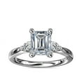 thumbnail image 1 of 0.70 T.C.W Emerald Shape Natural Diamond Latest Design Three Stone Wedding Ring for Ladies Solid 14K White Gold Size 8, 1 of 8
