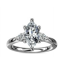 0.70 T.C.W Excellent Marquise Cut Genuine Diamond Beautiful Three Stone Proposal Ring for her Solid 950 Platinum Size 7