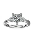 thumbnail image 1 of 0.70 T.C.W Heart Shaped Genuine Diamond Stunning Three Stone Wedding Ring for Women Solid 950 Platinum Size 3.5, 1 of 9