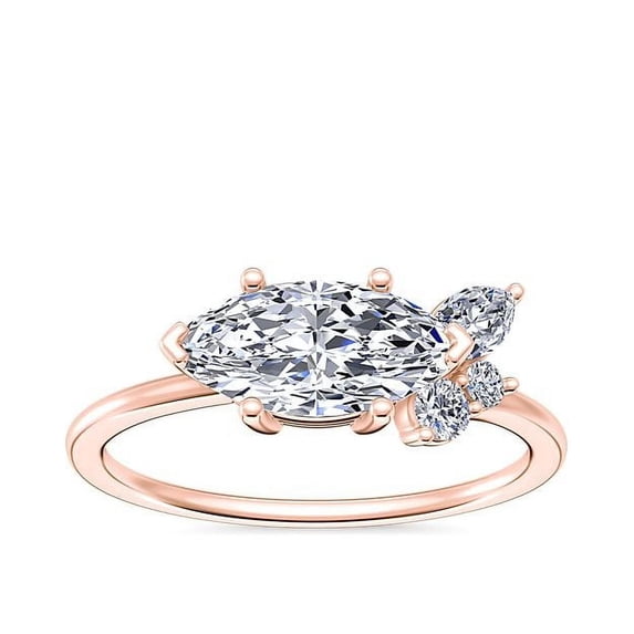 0.70 T.C.W Marquise Shape Natural Diamond Latest Design Solitaire Wedding Ring for Ladies Solid 14K Rose Gold Size 8